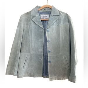 Wilson Leather Maxima Women’s Jacket Size Large Genuine Suede Leather Light Blue
